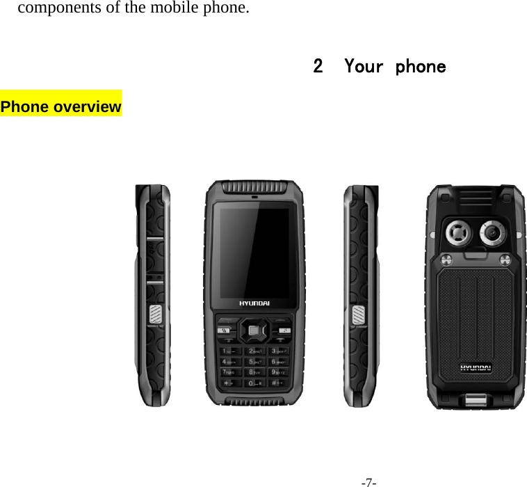  -7- components of the mobile phone.  2 Your phone Phone overview      