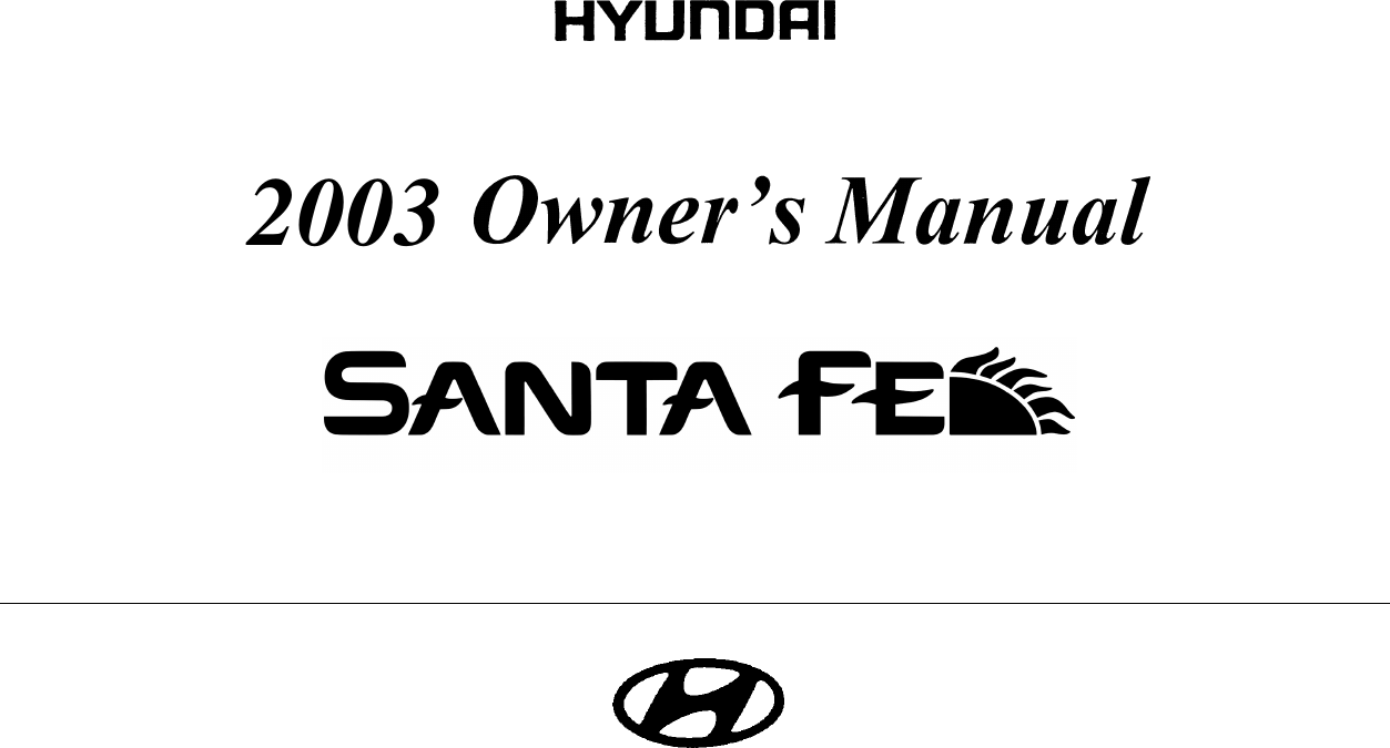 Hyundai 2003 Santa Fe Owners Manual Smhma 11