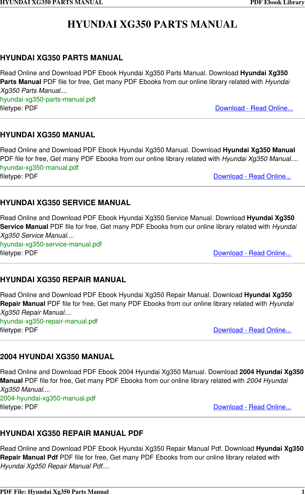2004 hyundai xg350 owners manual pdf