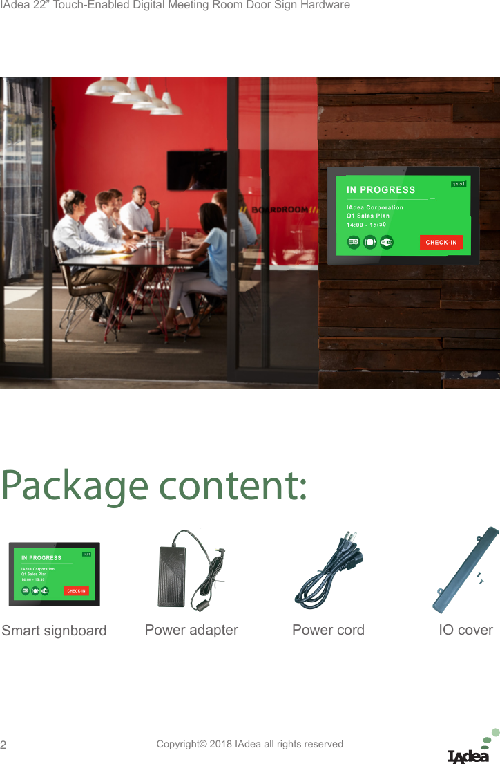 Page 2 of IAdea IAD18003 Smart Signboard User Manual