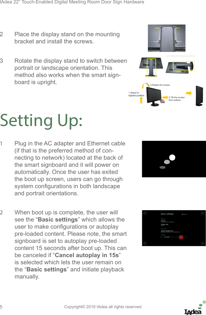 Page 5 of IAdea IAD18003 Smart Signboard User Manual