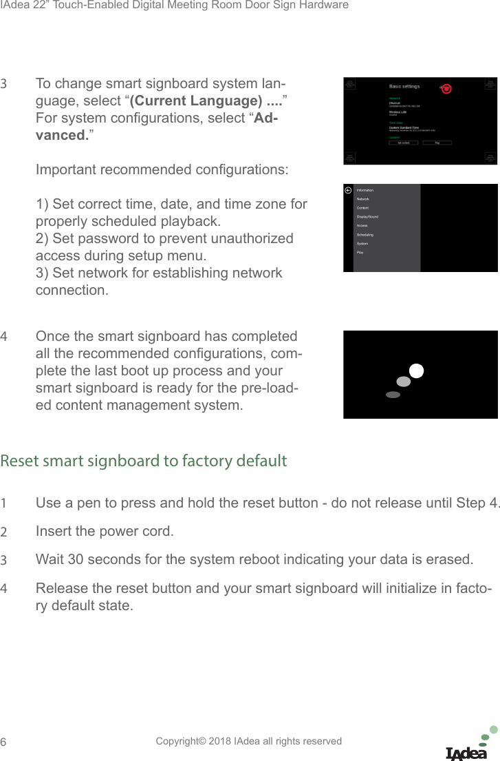 Page 6 of IAdea IAD18003 Smart Signboard User Manual