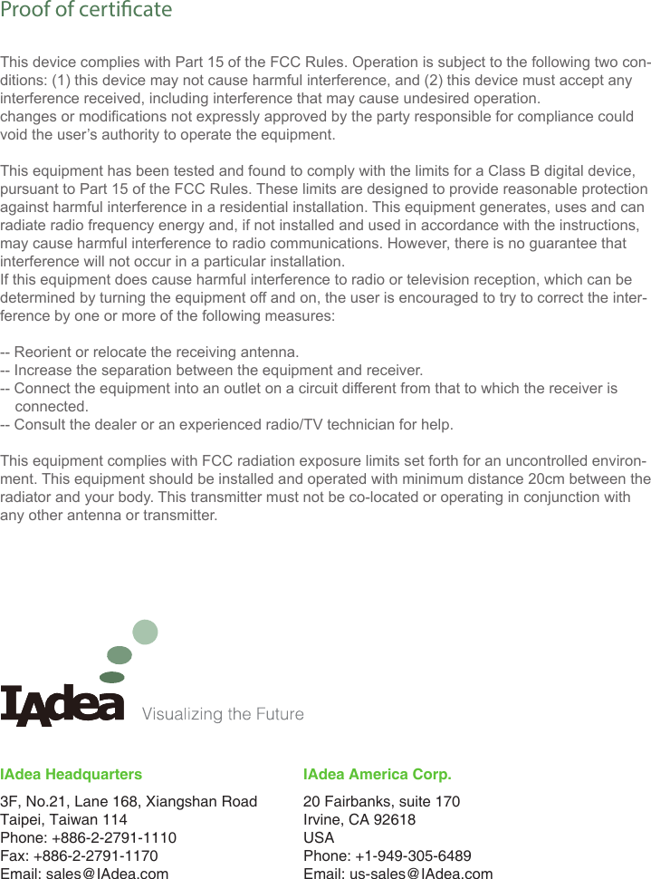 Page 9 of IAdea IAD18003 Smart Signboard User Manual