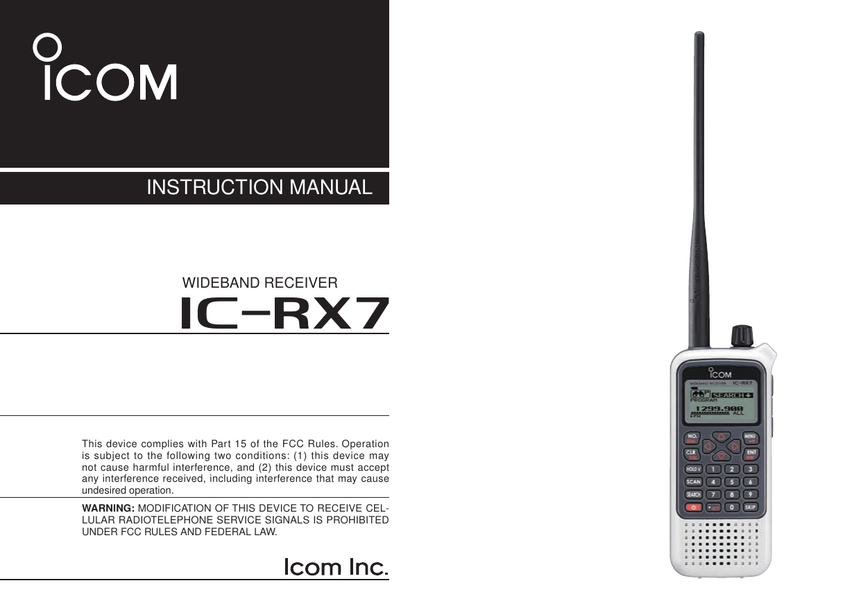User Guide Icom ICOM orporated 307600 Wideband Receiver User Manual 1