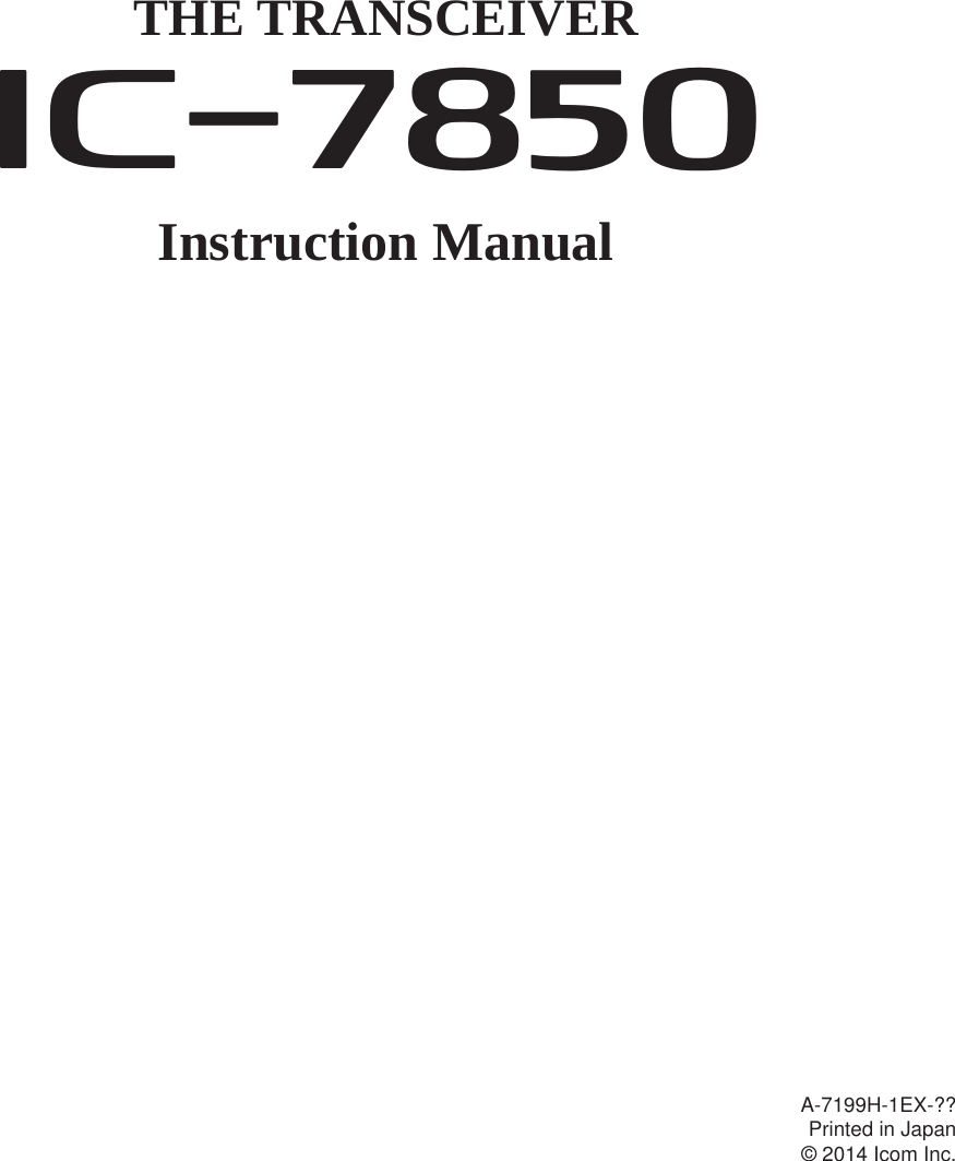 Page 1 of ICOM orporated 361500 HF/50 MHz Transceiver User Manual 