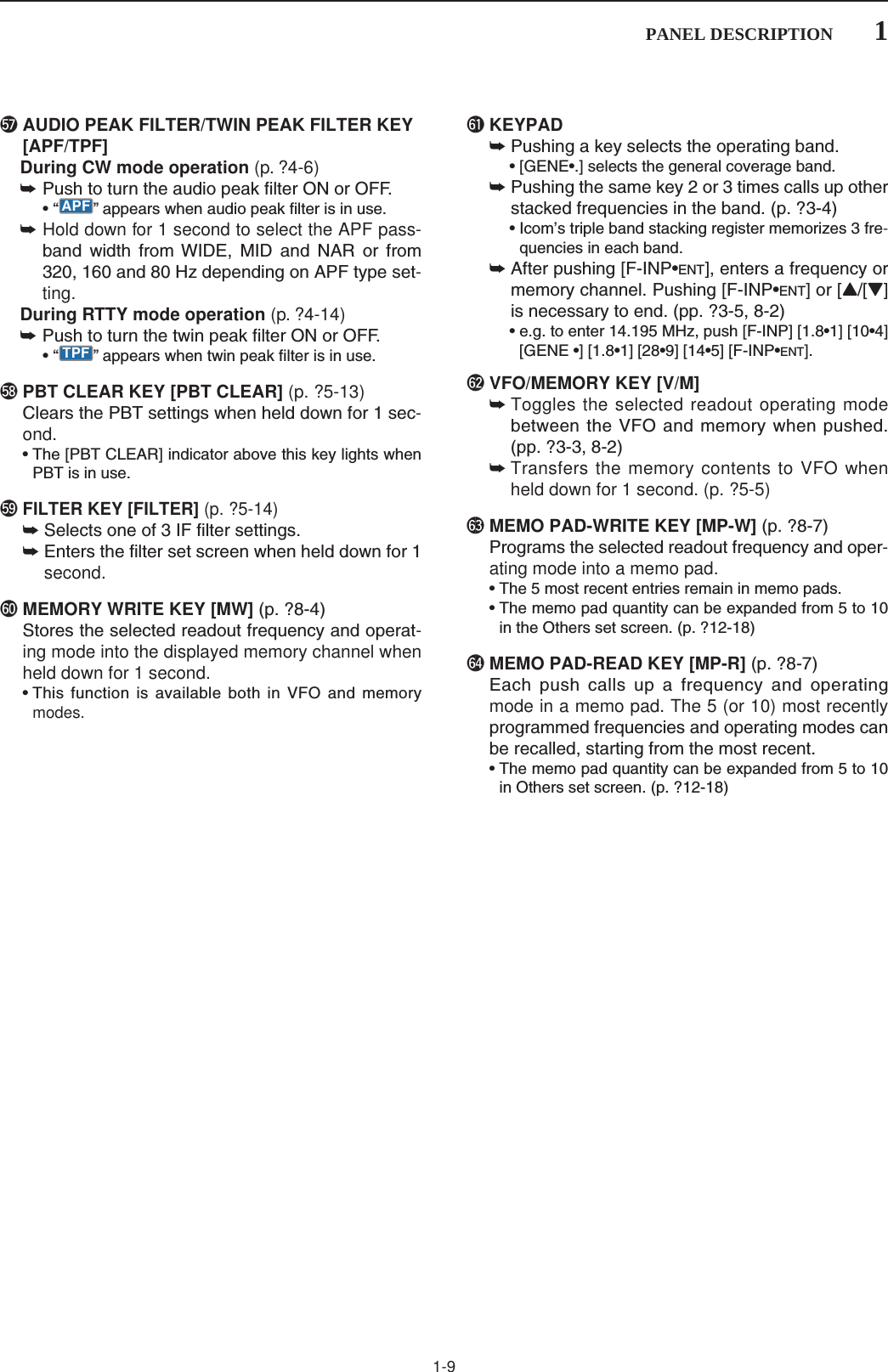 Page 13 of ICOM orporated 361500 HF/50 MHz Transceiver User Manual 