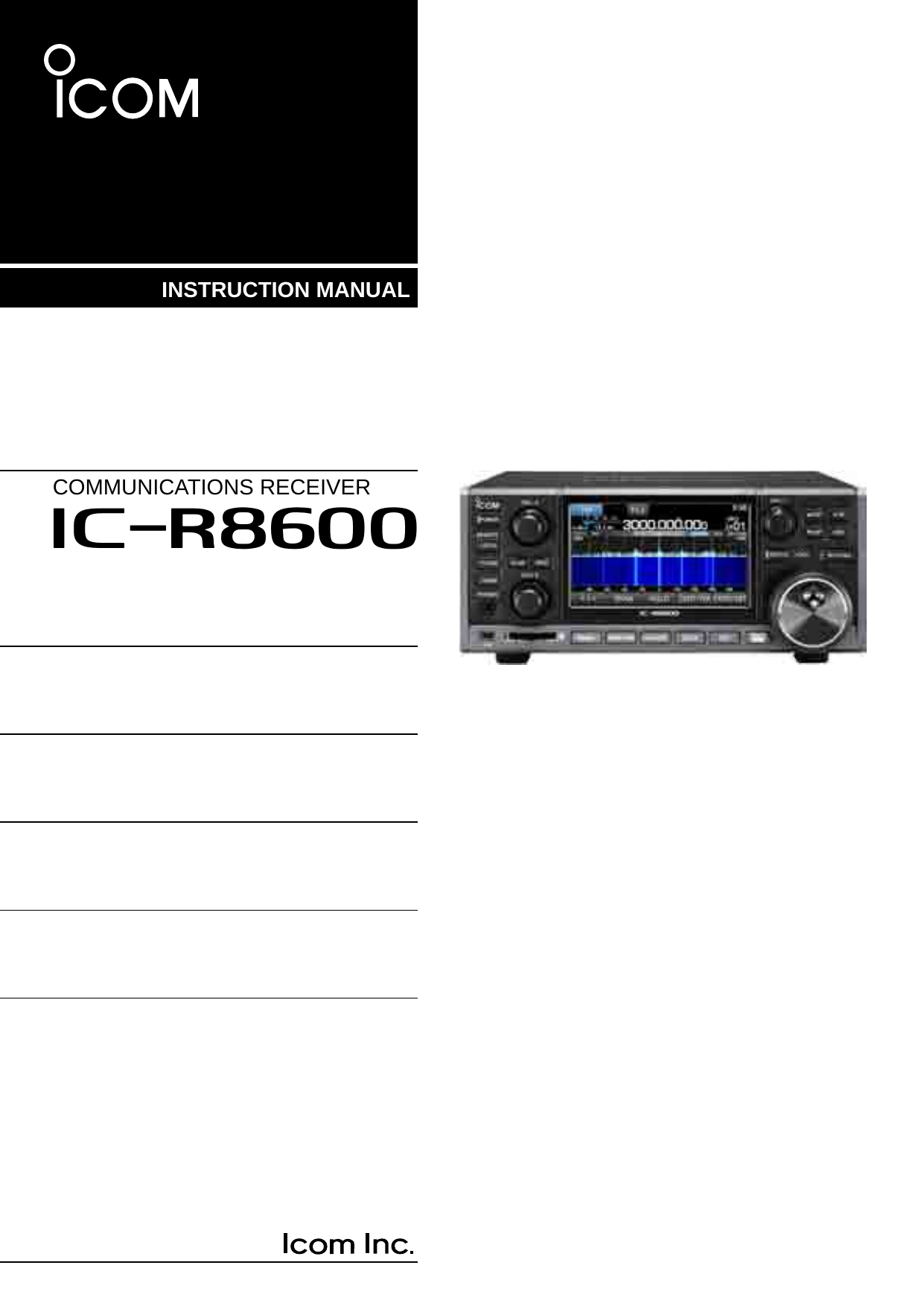 Page 1 of ICOM orporated 381800 IC-R8600 User Manual 