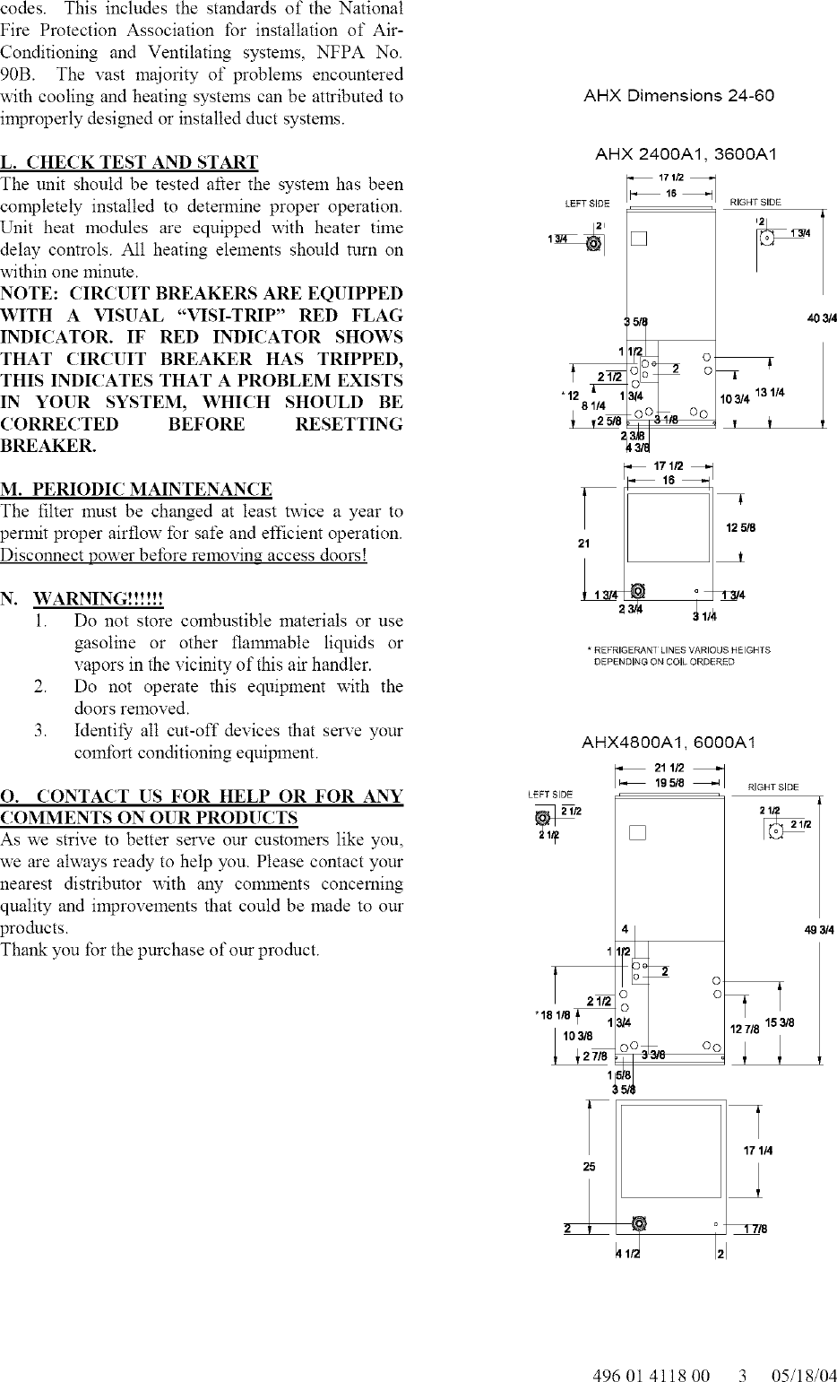 Page 3 of 6 - ICP AHX3600A1 User Manual  FAN COIL - Manuals And Guides L0504443