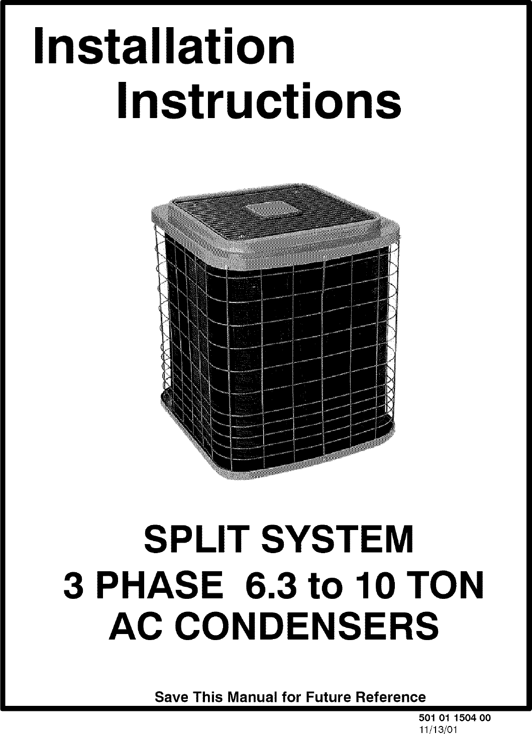 Page 1 of 11 - ICP CAC236AKA1 User Manual  CONDENSING UNIT - Manuals And Guides L0523207