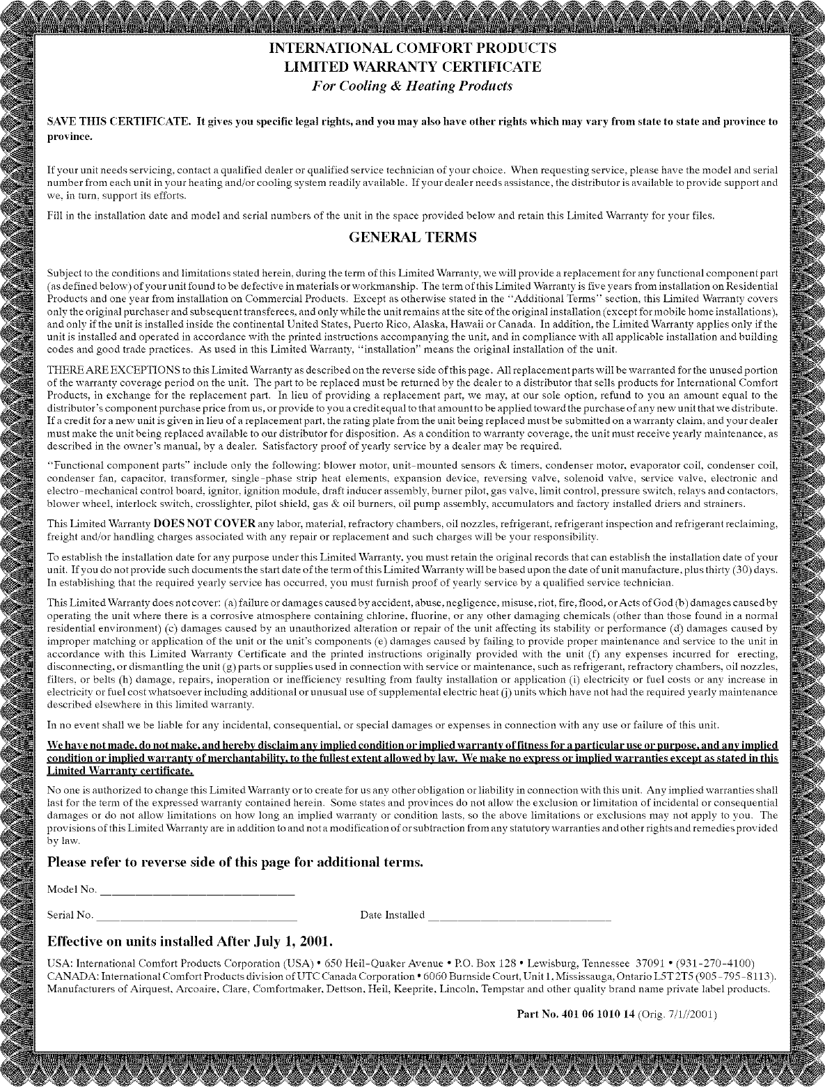Page 10 of 11 - ICP CAC236AKA1 User Manual  CONDENSING UNIT - Manuals And Guides L0523207