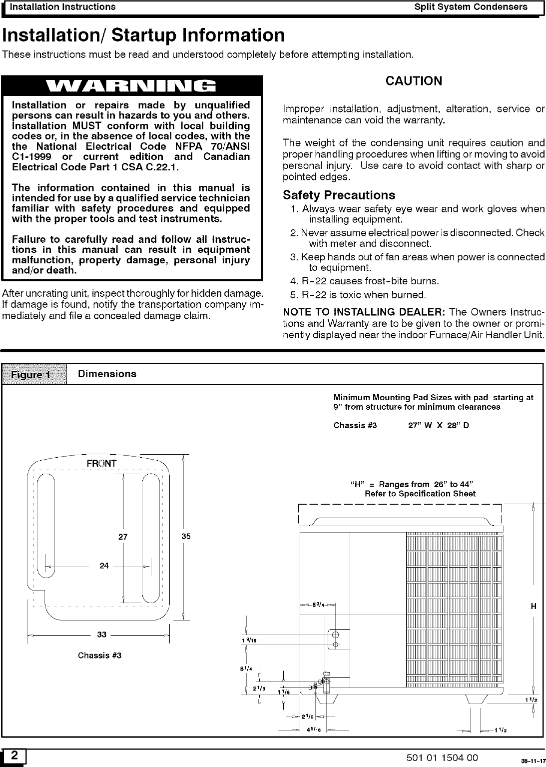 Page 2 of 11 - ICP CAC236AKA1 User Manual  CONDENSING UNIT - Manuals And Guides L0523207