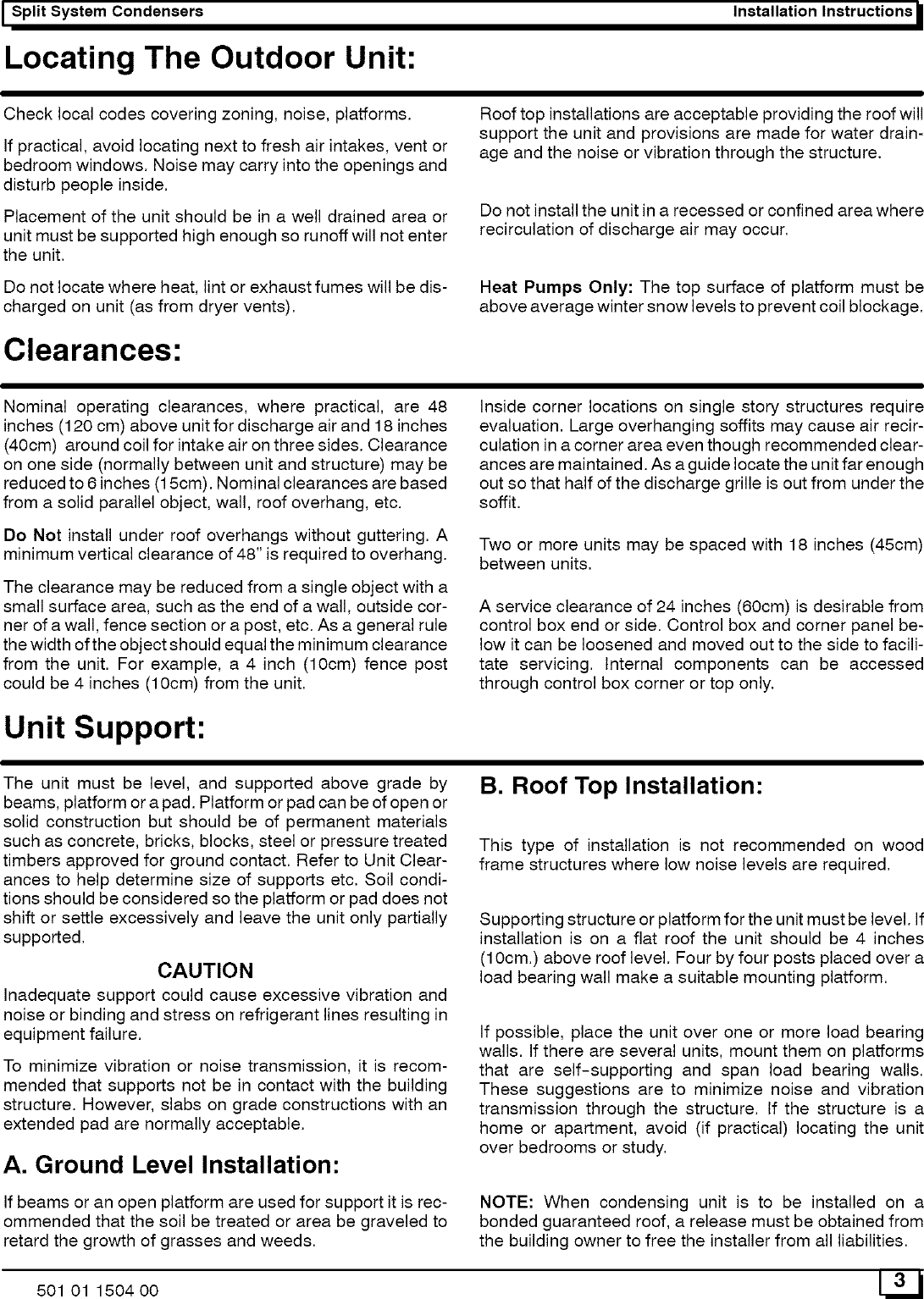 Page 3 of 11 - ICP CAC236AKA1 User Manual  CONDENSING UNIT - Manuals And Guides L0523207