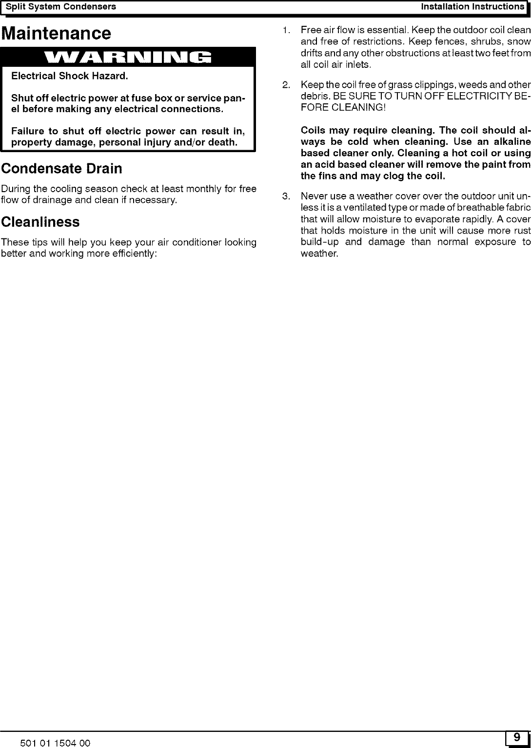 Page 9 of 11 - ICP CAC236AKA1 User Manual  CONDENSING UNIT - Manuals And Guides L0523207