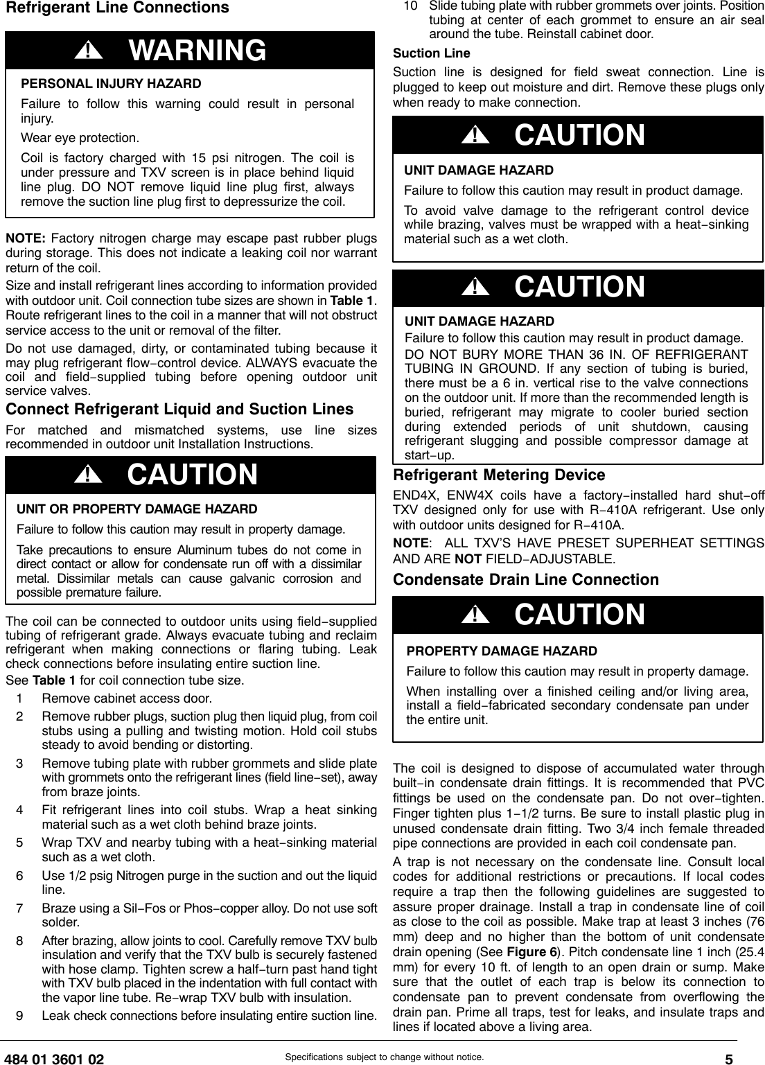 Page 5 of 6 - ICP END4X36L17A1 48401360102 User Manual  EVAPORATOR COILS - Manuals And Guides 1709106L