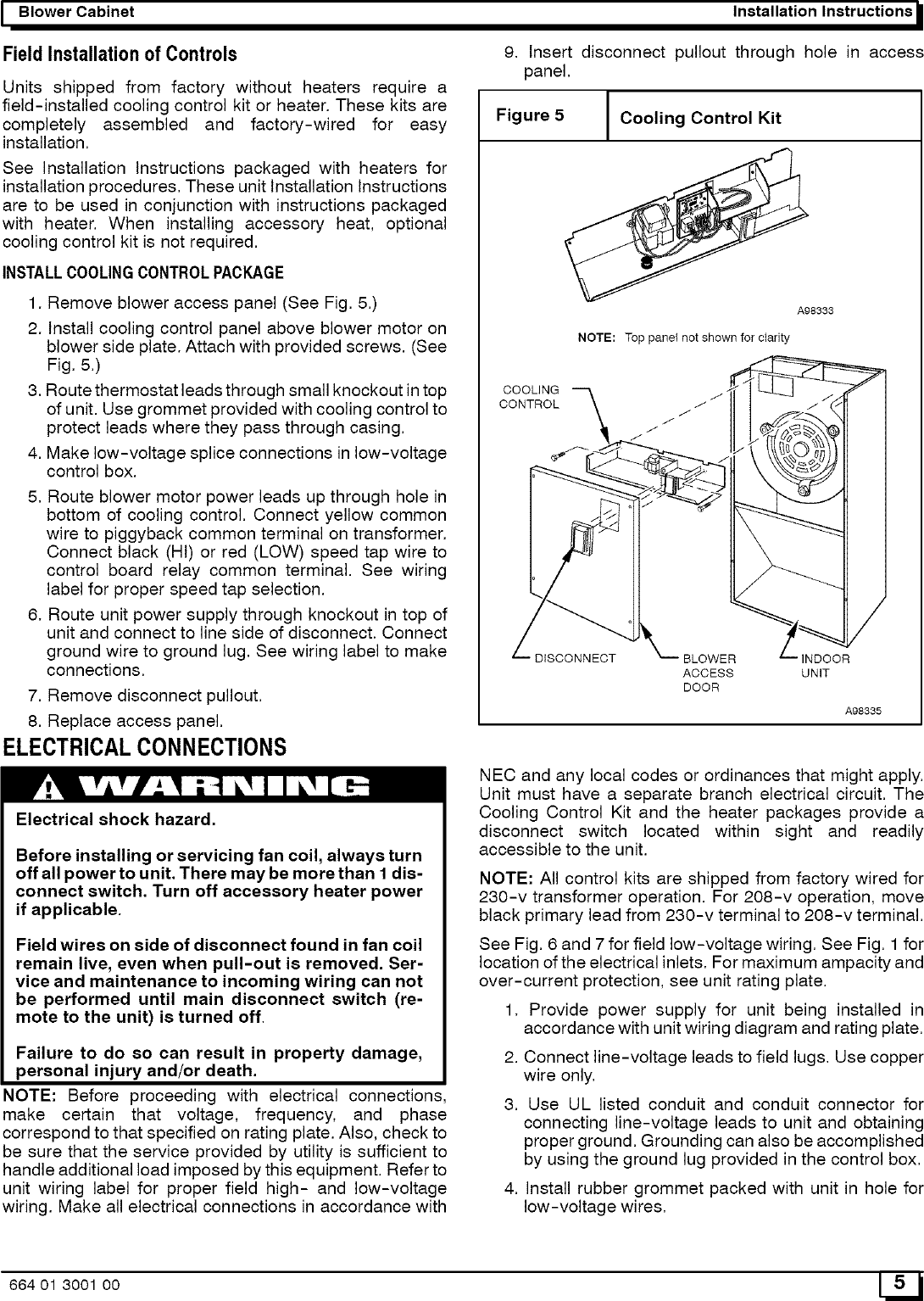 Page 5 of 8 - ICP FWM2400A1 User Manual  AIR HANDLER - Manuals And Guides L0502487