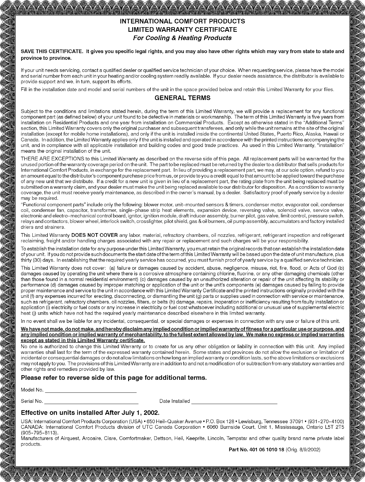 Page 9 of 10 - ICP  Air Conditioner/heat Pump(outside Unit) Manual L0523208