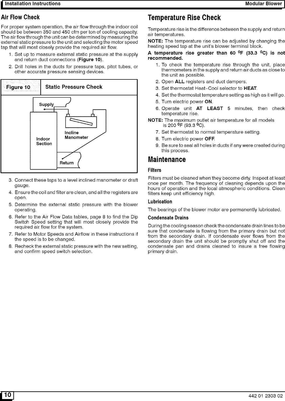 Page 10 of 12 - ICP  Air Handler (indoor Blower&evap) Manual L0523222