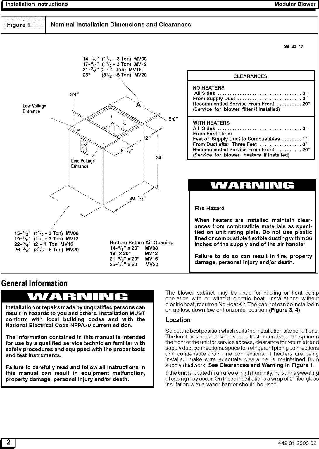 ICP Air Handler (indoor Blower&evap) Manual L0523222