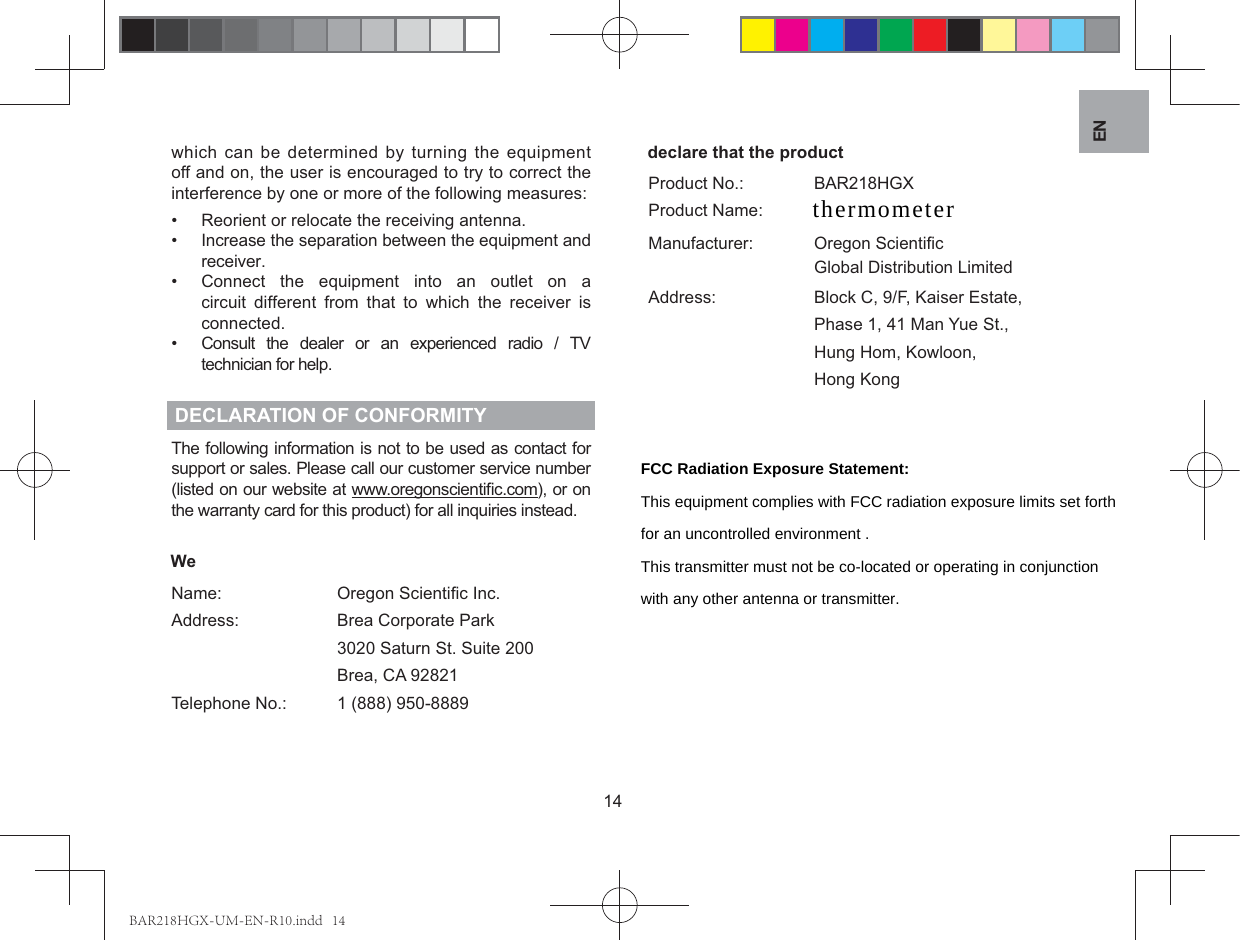 Page 14 of IDT Technology BAR218HGX-01 Thermometer User Manual IDT 