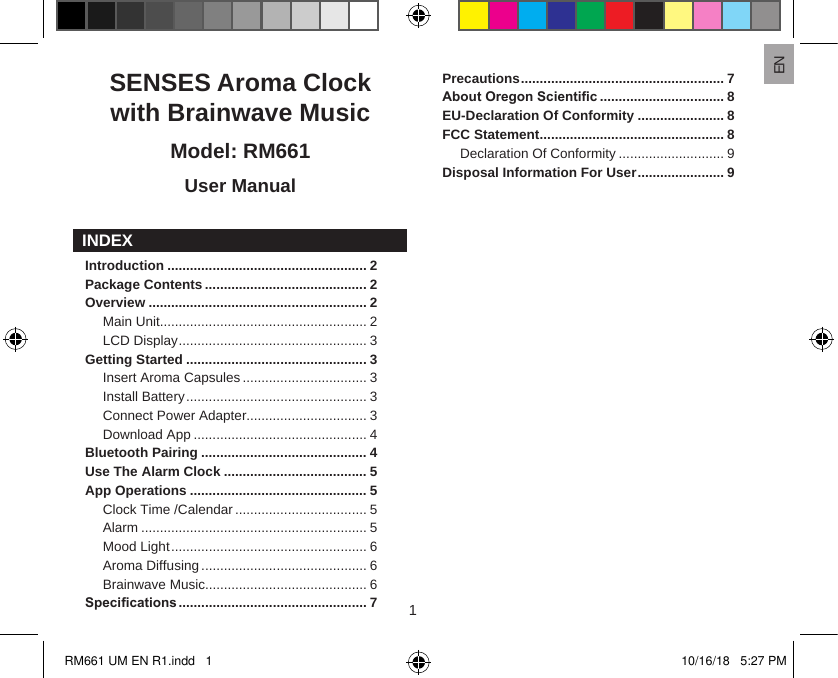 Page 2 of IDT Technology RM661-01 SENSES Aroma Clock With Brain Music User Manual 