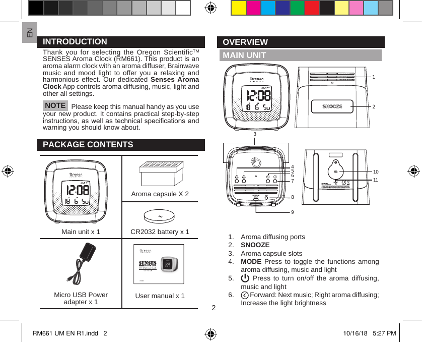 Page 3 of IDT Technology RM661-01 SENSES Aroma Clock With Brain Music User Manual 