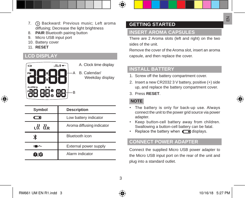 Page 4 of IDT Technology RM661-01 SENSES Aroma Clock With Brain Music User Manual 