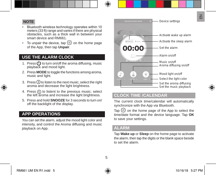 Page 6 of IDT Technology RM661-01 SENSES Aroma Clock With Brain Music User Manual 