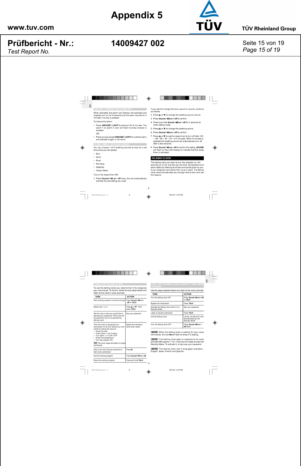    www.tuv.com  Appendix 5 Prüfbericht - Nr.: Test Report No. 14009427 002  Seite 15 von 19 Page 15 of 19   