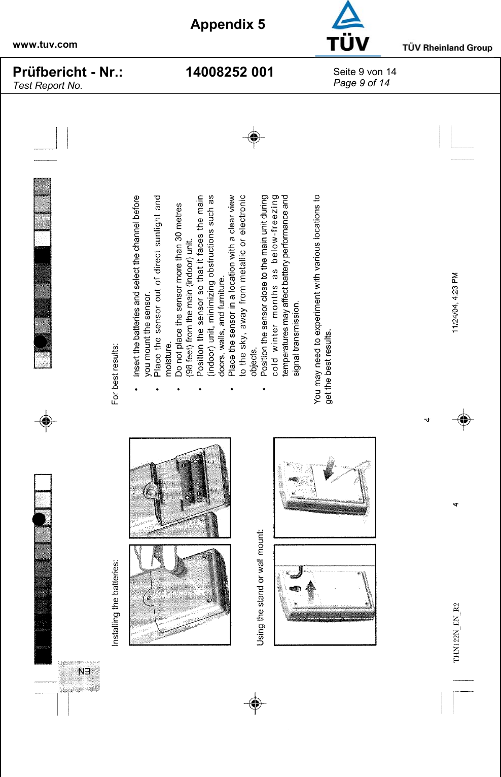    www.tuv.com  Appendix 5 Prüfbericht - Nr.: Test Report No. 14008252 001  Seite 9 von 14 Page 9 of 14   