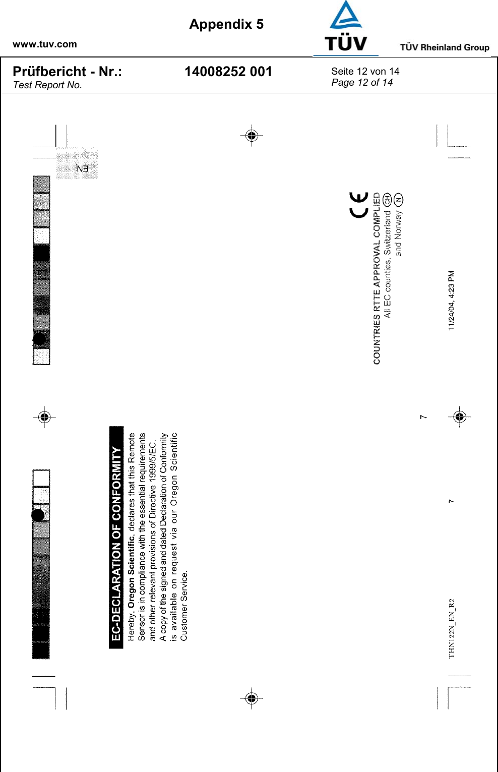    www.tuv.com  Appendix 5 Prüfbericht - Nr.: Test Report No. 14008252 001  Seite 12 von 14 Page 12 of 14   