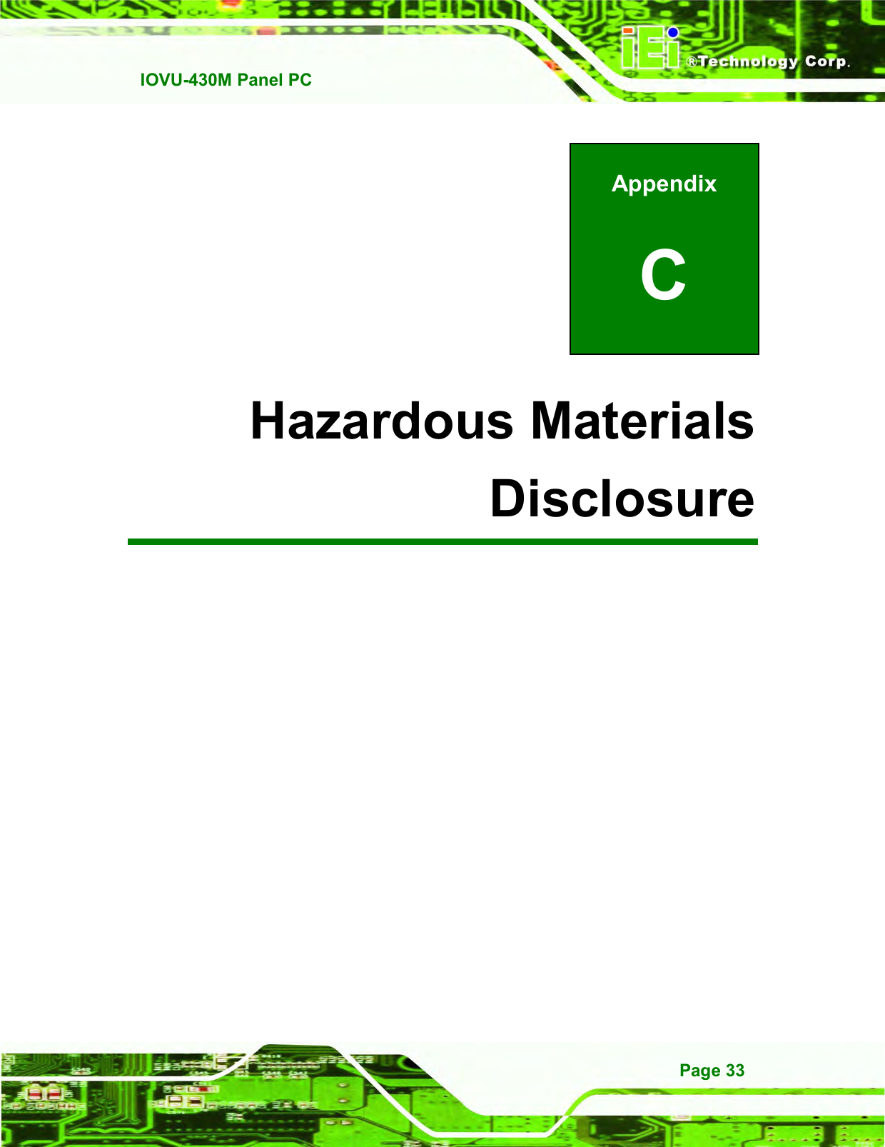   IOVU-430M Panel PC Page 33 Appendix C C Hazardous Materials Disclosure 