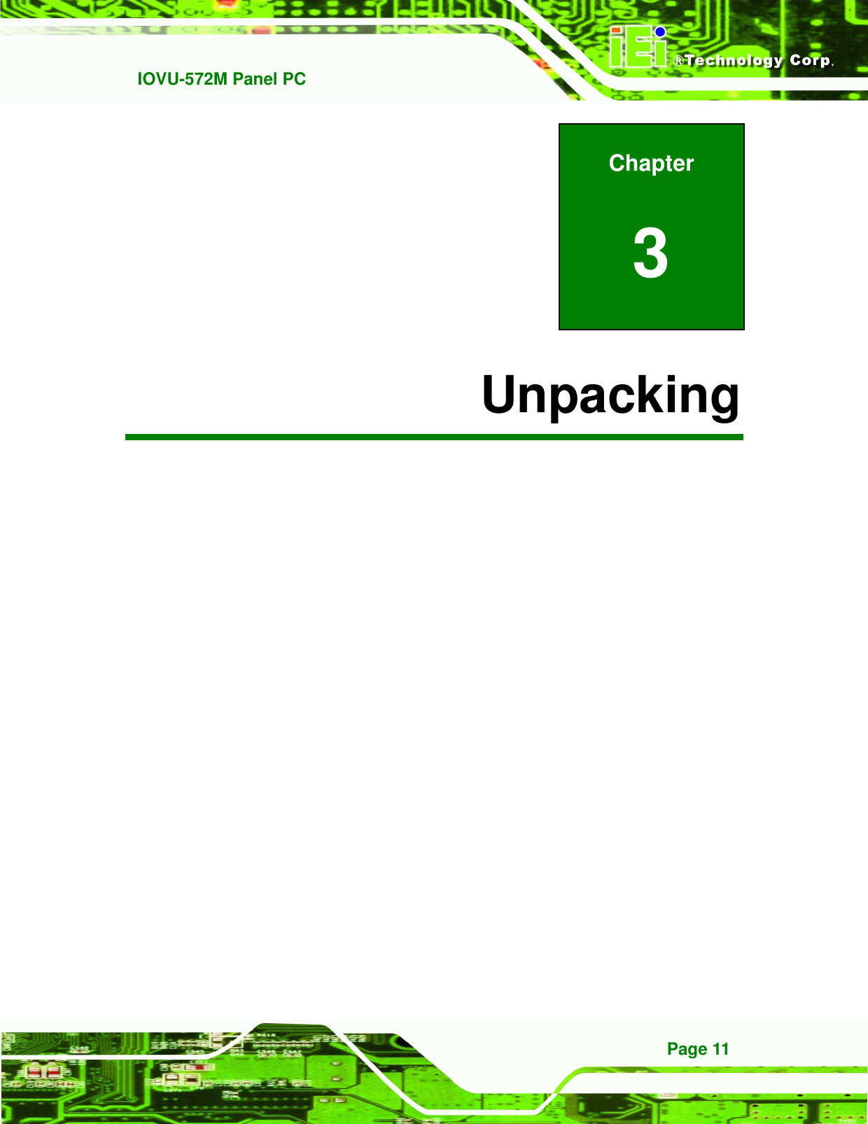   IOVU-572M Panel PC Page 11 Chapter 3 3 Unpacking 