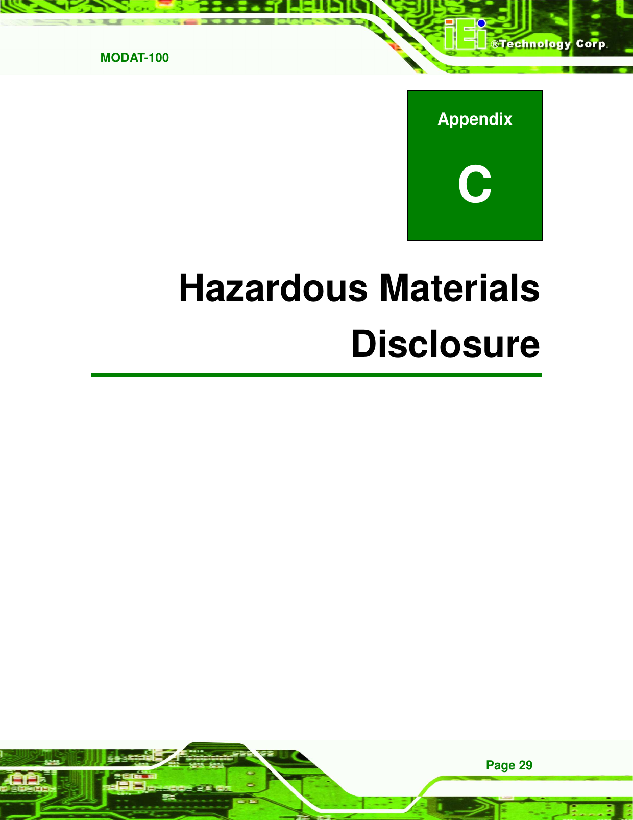  MODAT-100 Page 29 Appendix C C Hazardous Materials Disclosure 
