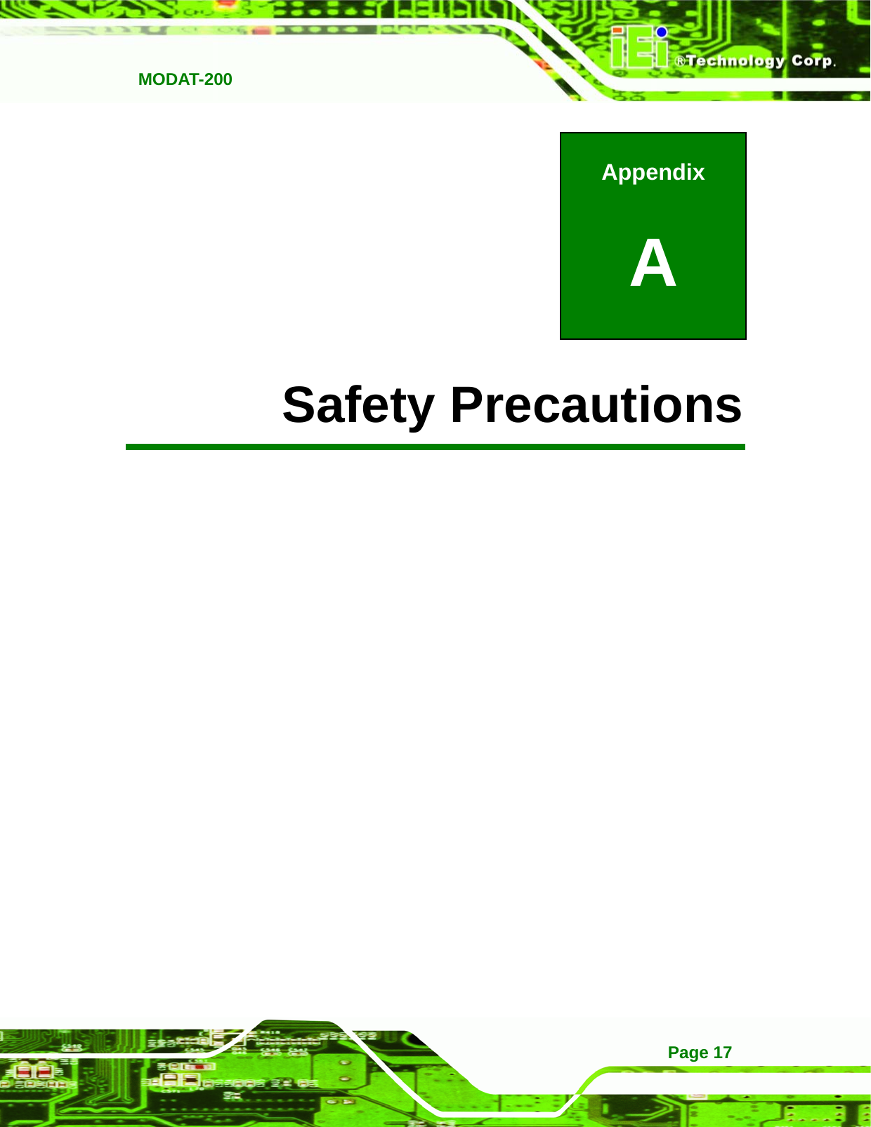   MODAT-200 Page 17Appendix A A Safety Precautions 