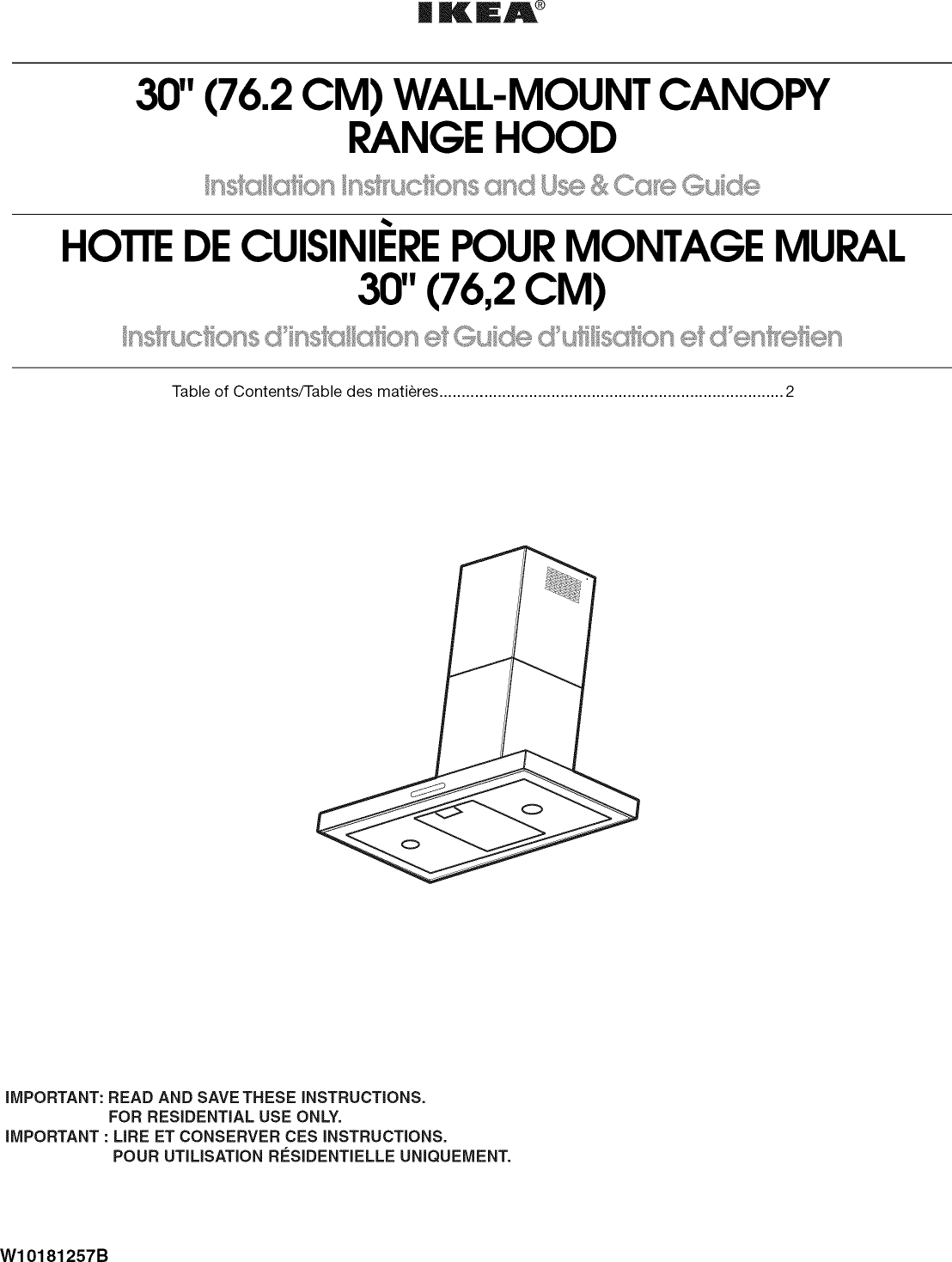 IKEA Range Hood Manual L0903765