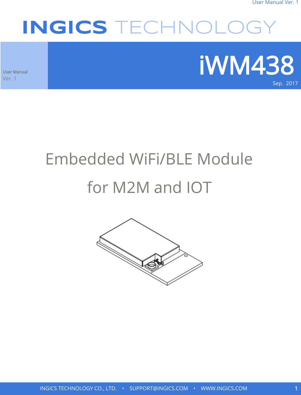 Ingics technology iwm438 ble wifi module user manual