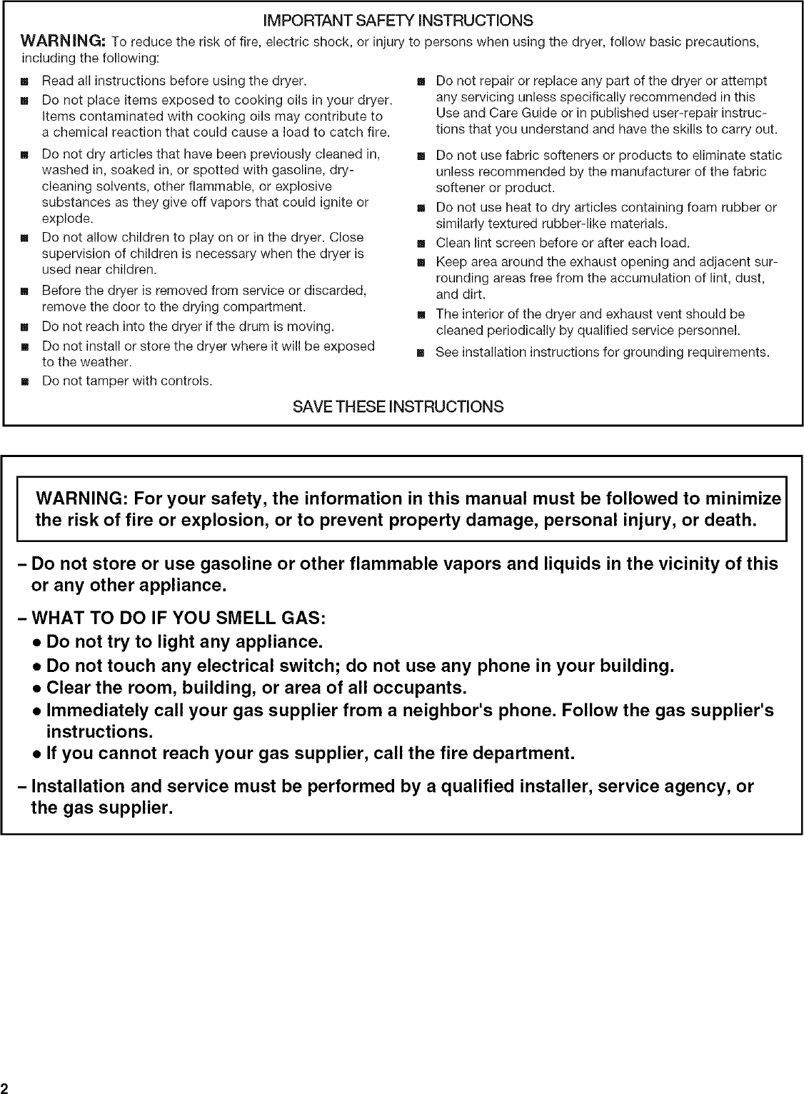 Page 2 of 8 - INGLIS  Residential Dryer Manual L0710473