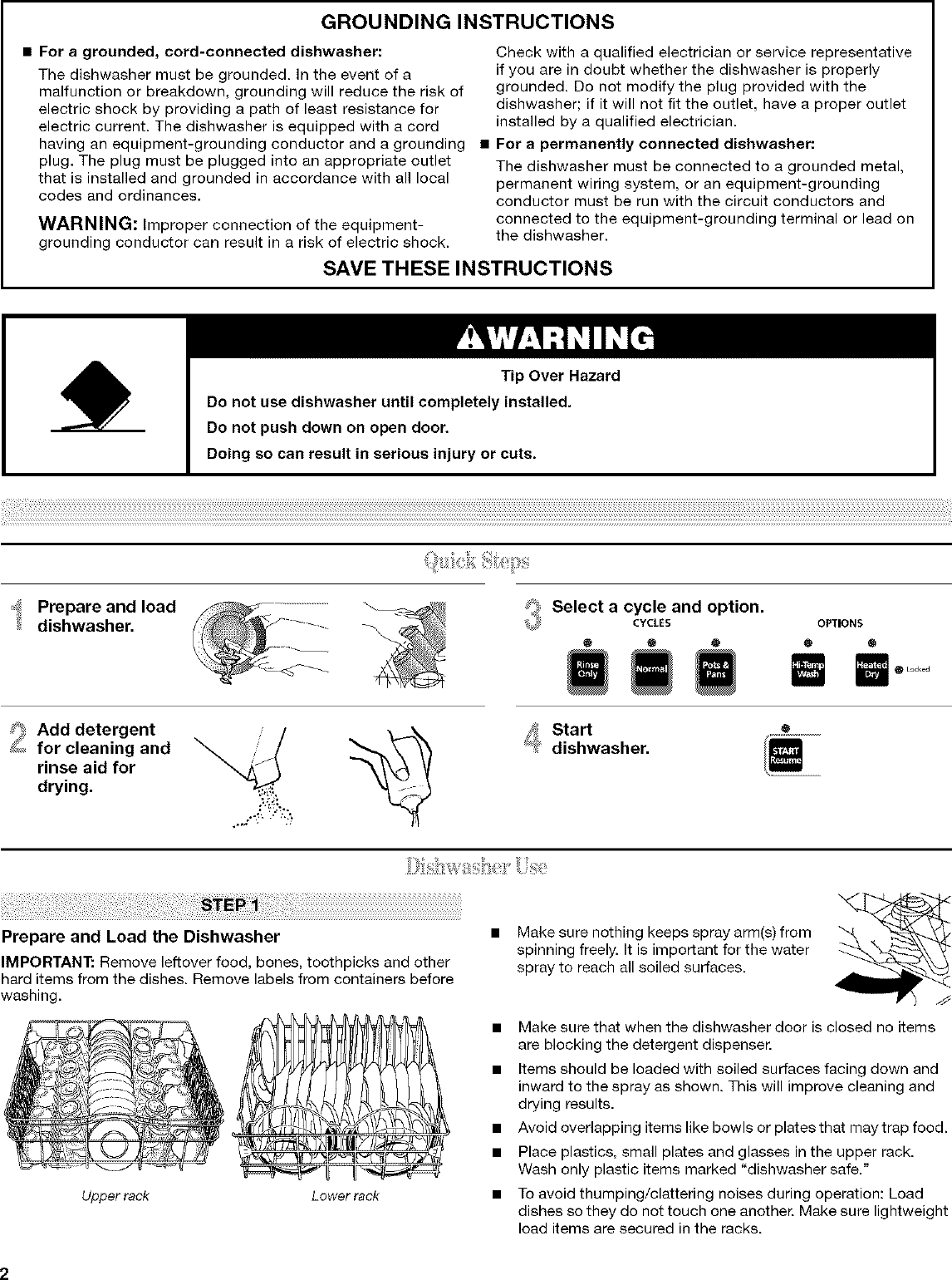 Page 2 of 6 - INGLIS  Dishwasher Manual L0807224