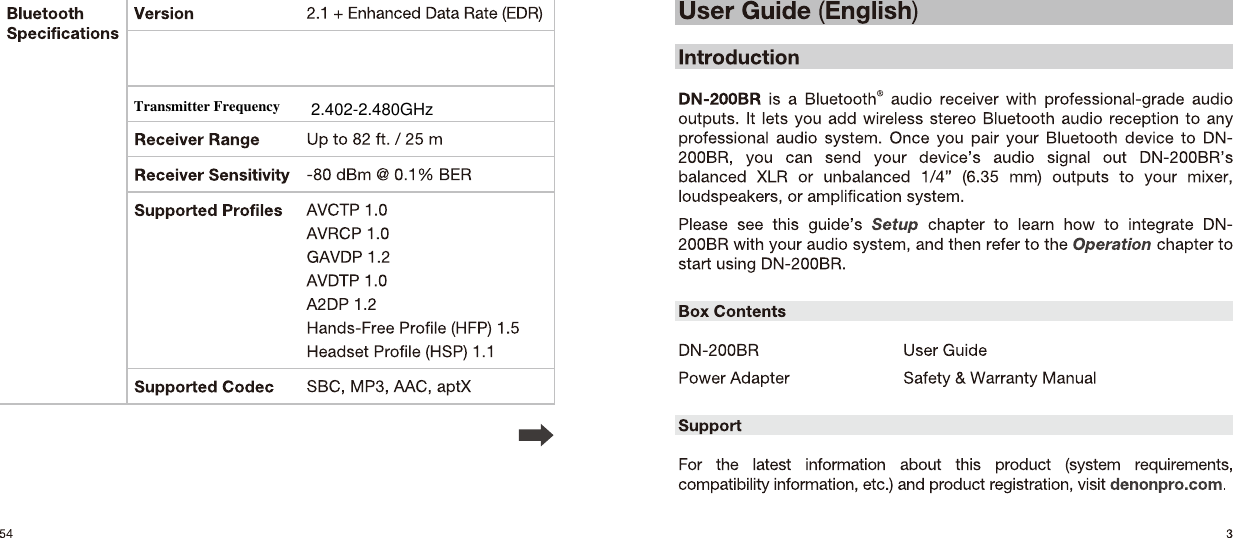 Transmitter Frequency 2.402-2.480GHz