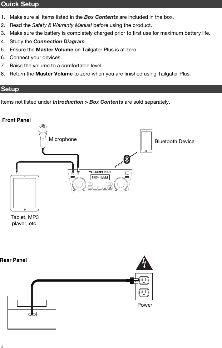 Page 4 of ION Audio IPA98 Wireless Rechargeable Speaker System User Manual 
