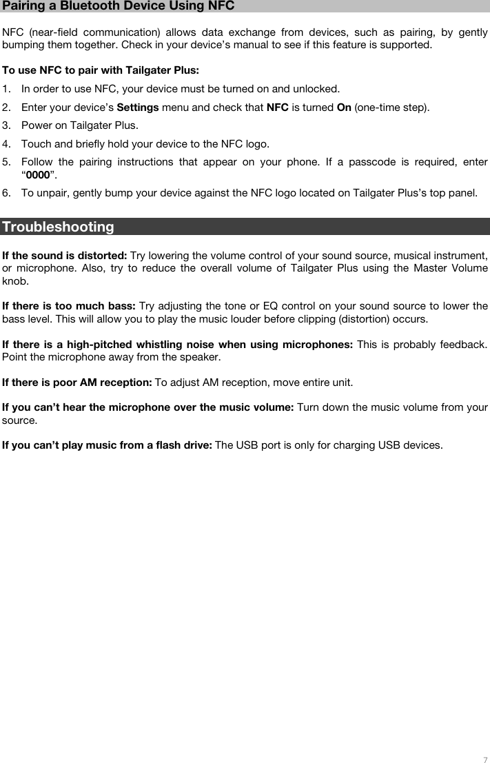 Page 7 of ION Audio IPA98 Wireless Rechargeable Speaker System User Manual 