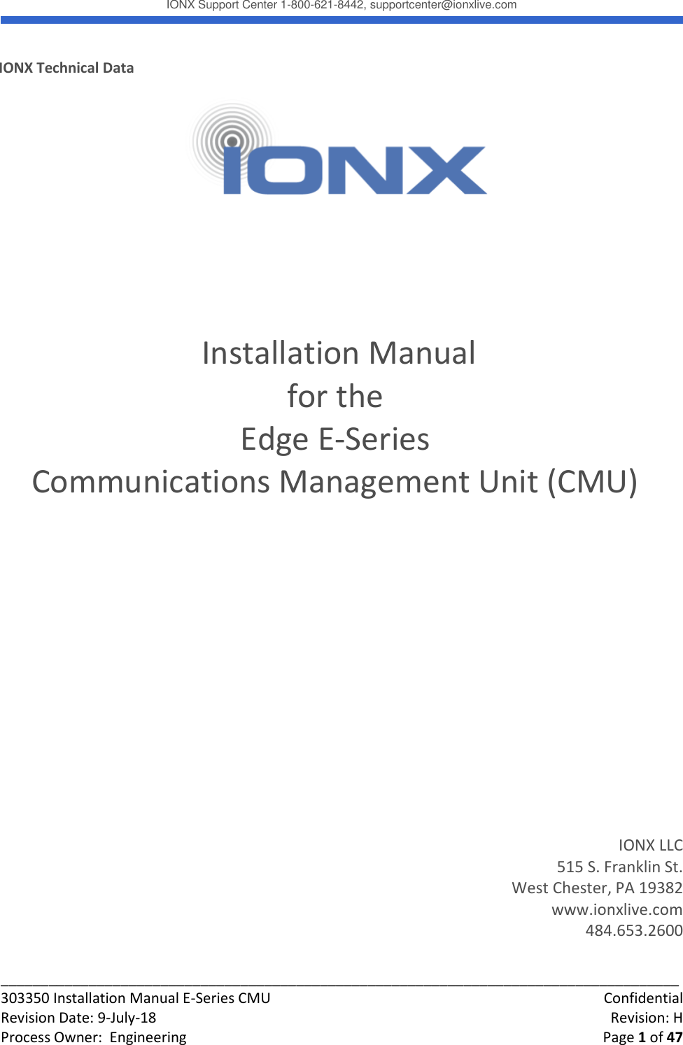 Page 1 of IONX CMUE6-A Communications Manager Unit User Manual Working T4 Install