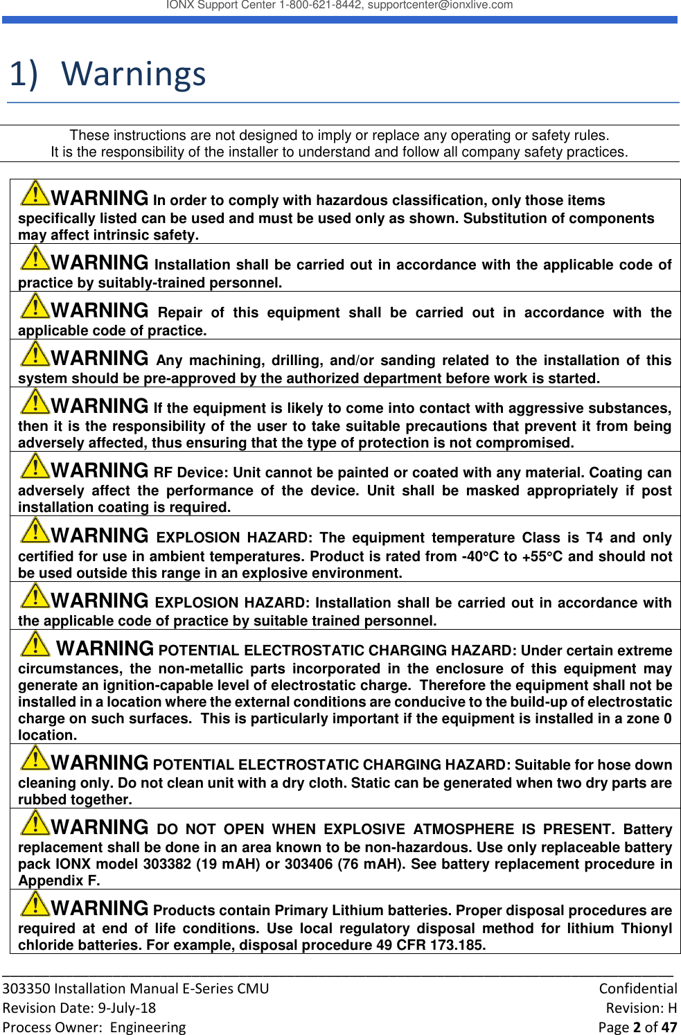 Page 2 of IONX CMUE6-A Communications Manager Unit User Manual Working T4 Install