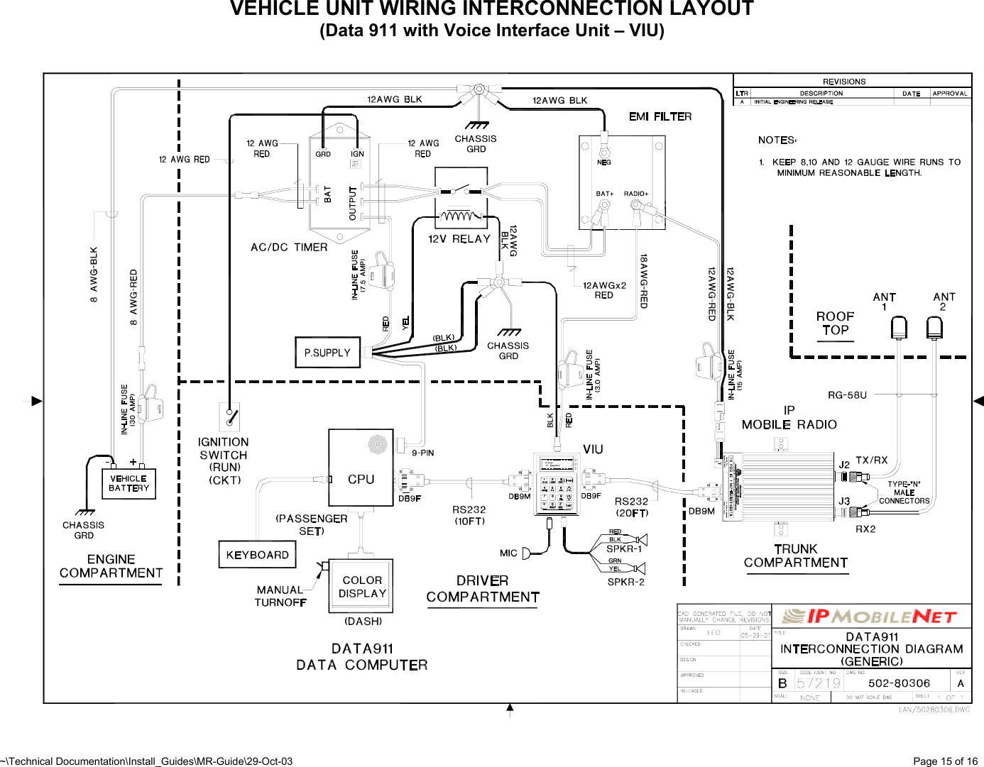 ~\Technical Documentation\Install_Guides\MR-Guide\29-Oct-03   Page 15 of 16 VEHICLE UNIT WIRING INTERCONNECTION LAYOUT (Data 911 with Voice Interface Unit – VIU)        
