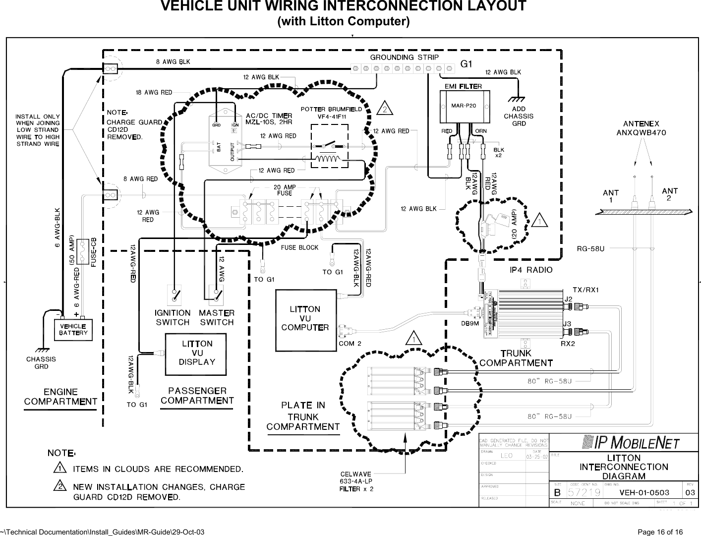 ~\Technical Documentation\Install_Guides\MR-Guide\29-Oct-03   Page 16 of 16 VEHICLE UNIT WIRING INTERCONNECTION LAYOUT (with Litton Computer)         