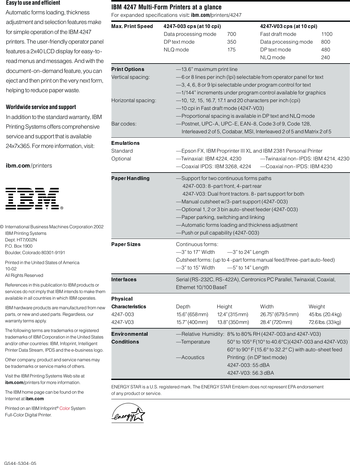 Page 2 of 2 - Ibm Ibm-4247-003-Users-Manual- G544-5304-05 Ibm-4247-003-users-manual