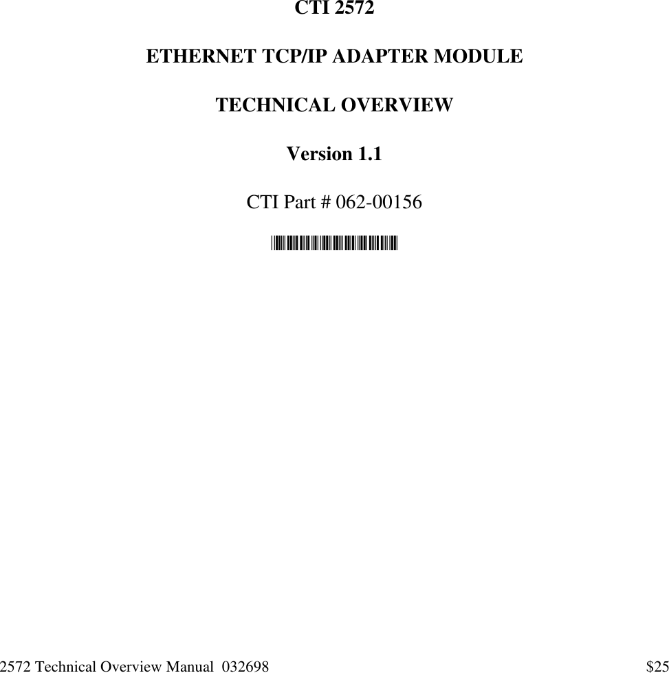 Ibm Ethernet Tcp Ip Adapter Module Cti 2572 Users Manual