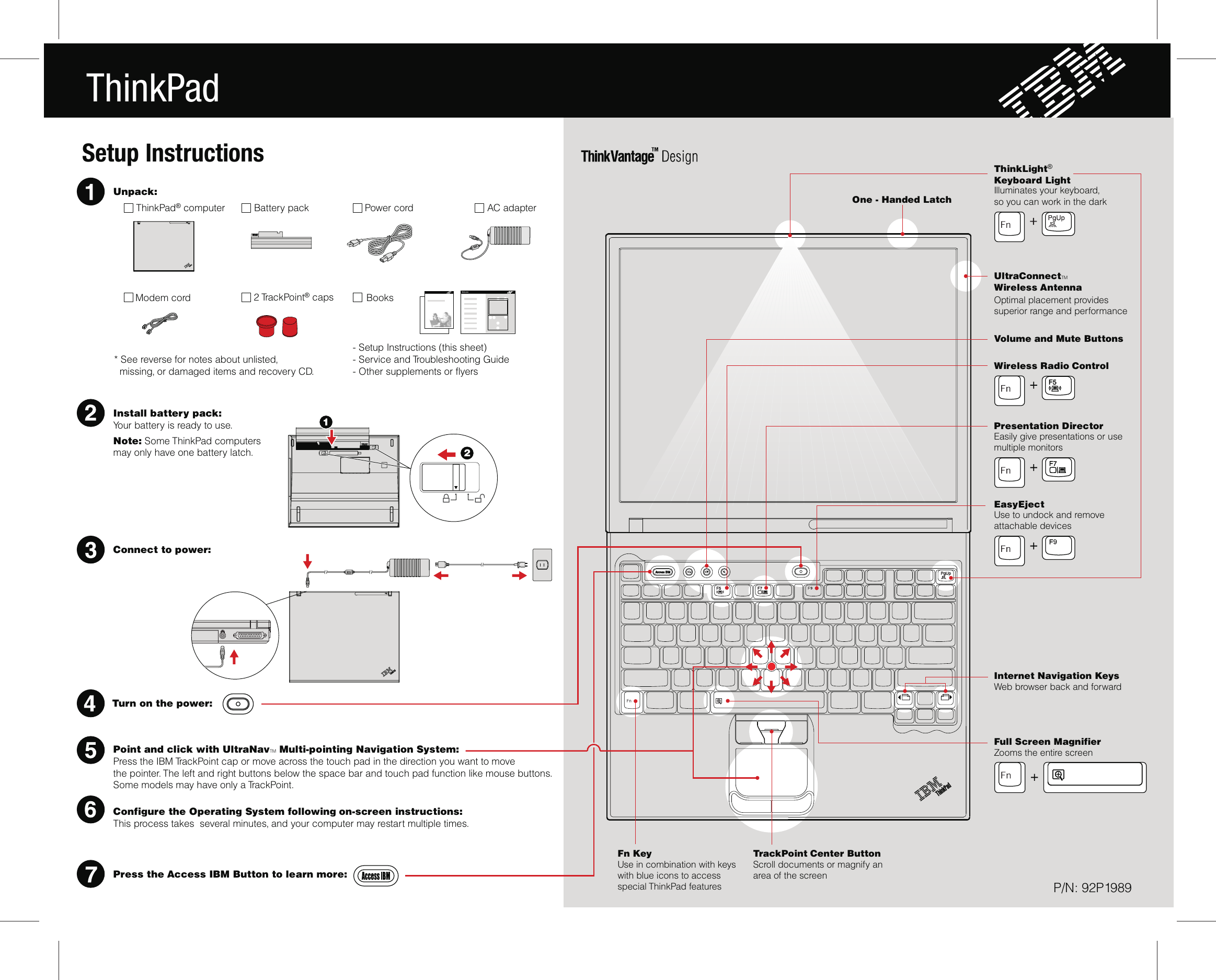 Page 1 of 2 - Ibm Ibm-Thinkpad-92P1989-Users-Manual-  Ibm-thinkpad-92p1989-users-manual