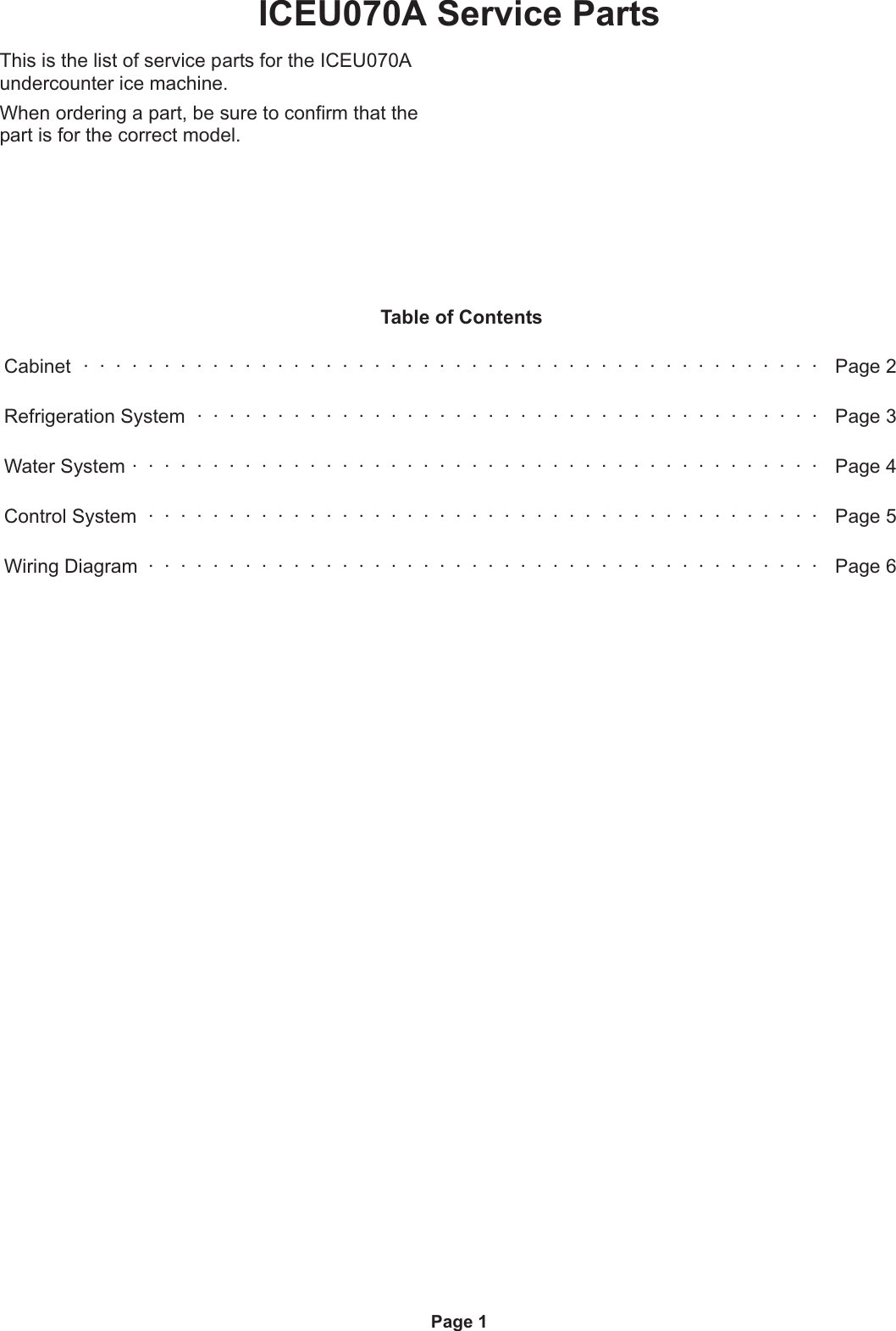 Page 2 of 7 - Ice-O-Matic Ice-O-Matic-Iceu070-Users-Manual- Iceu070AParts.vp Ice-o-matic-iceu070-users-manual