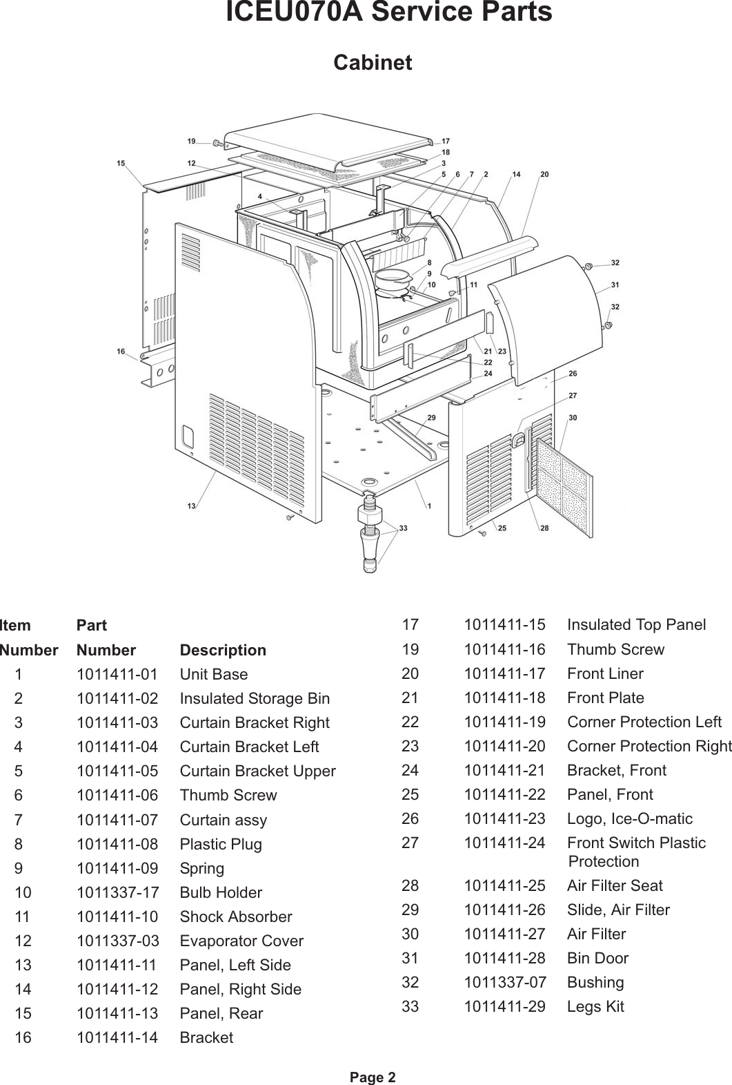 Page 3 of 7 - Ice-O-Matic Ice-O-Matic-Iceu070-Users-Manual- Iceu070AParts.vp Ice-o-matic-iceu070-users-manual
